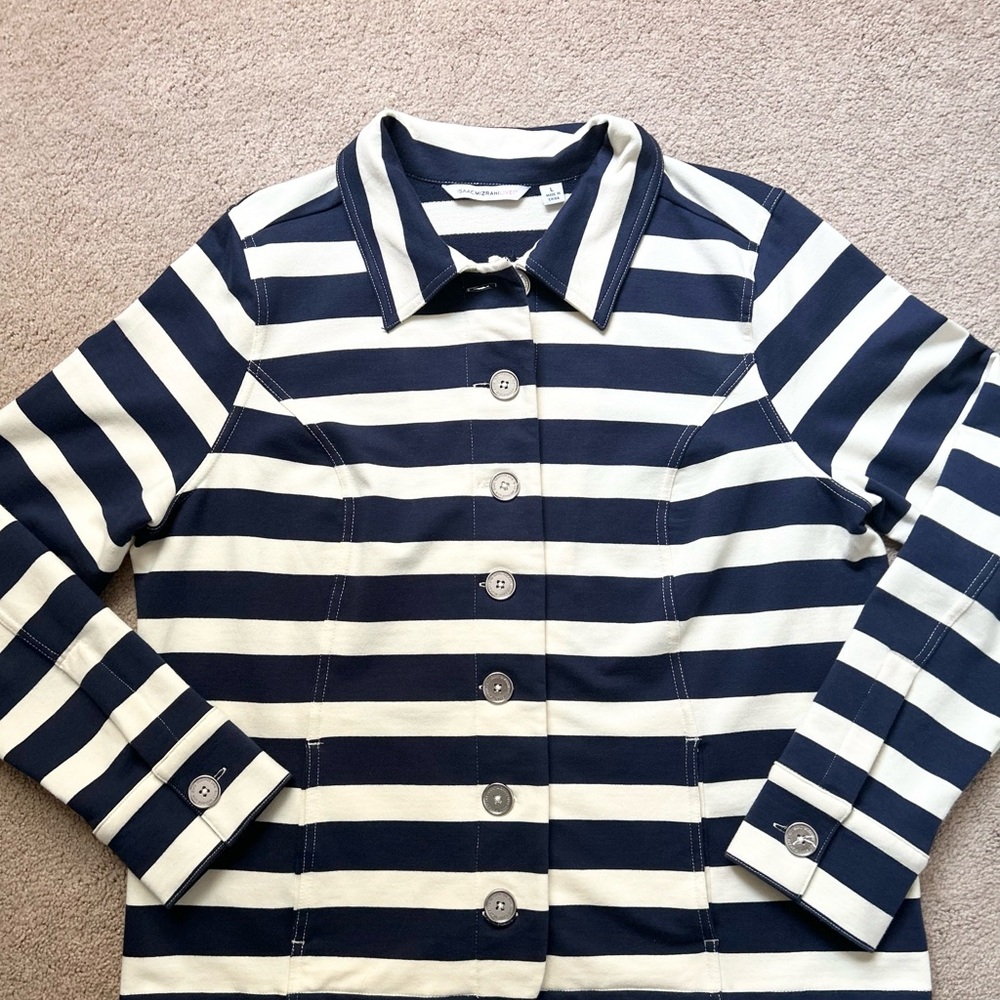 Striped Navy and White womens Jacket